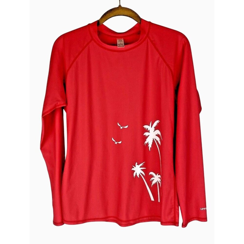 Large UPF 50+ Orange Long Sleeve Sun Block Swimsuit Top T-Shirt by Grand Everest